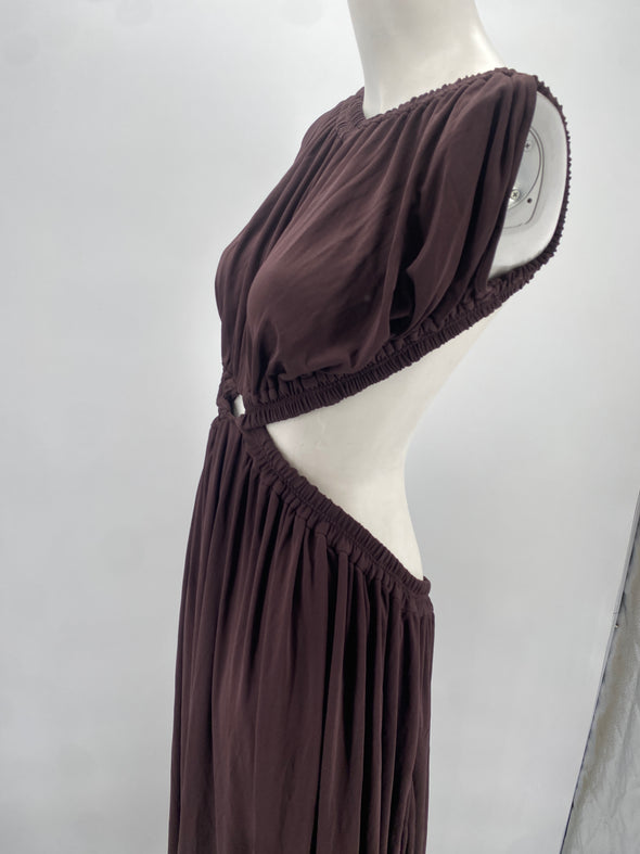 Robe cut-out marron