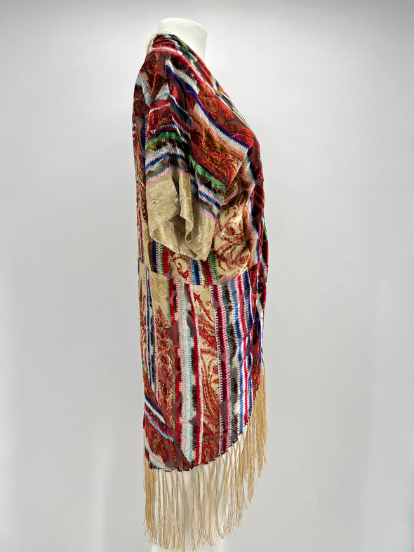 Kimono en velours à franges