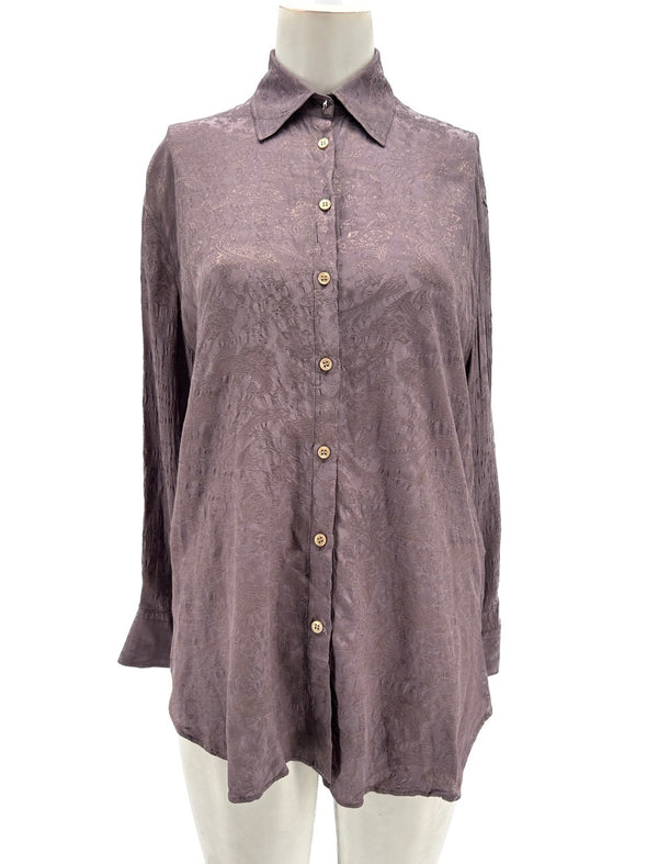 Chemise violette brodée