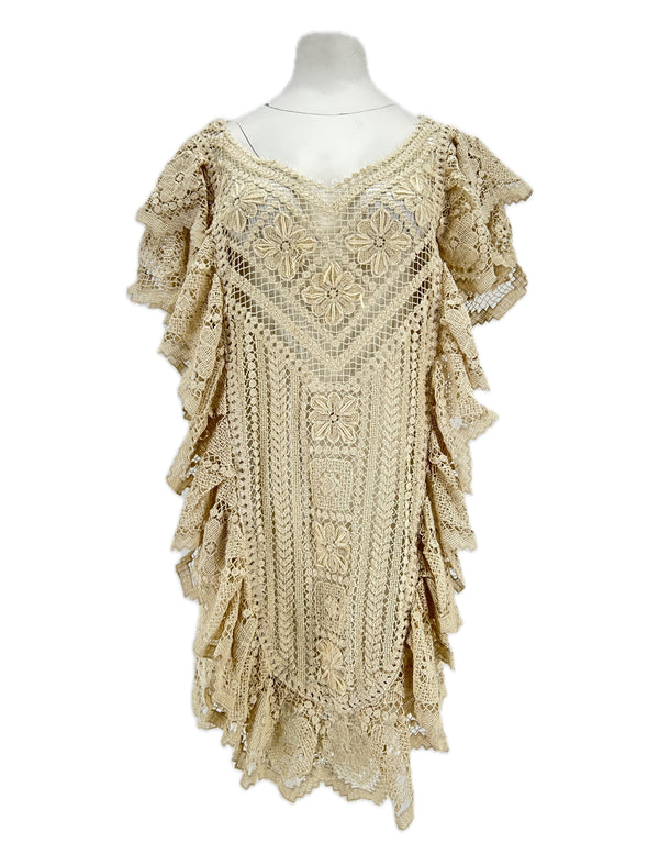 Robe ajourée beige