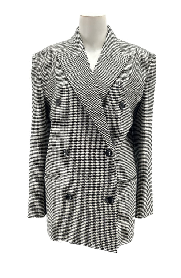 Blazer gris à motif pied-de-poule