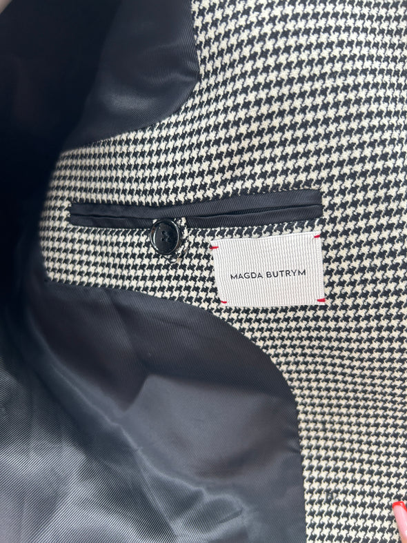 Blazer gris à motif pied-de-poule