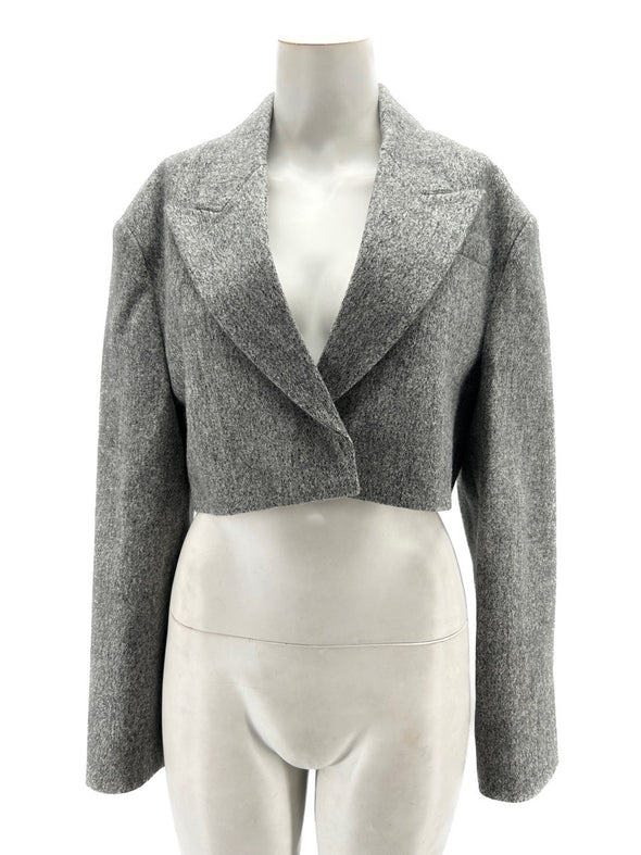 Blazer court gris en laine