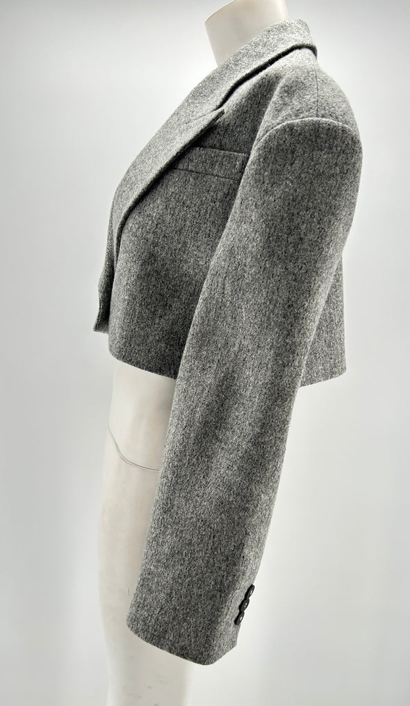 Blazer court gris en laine