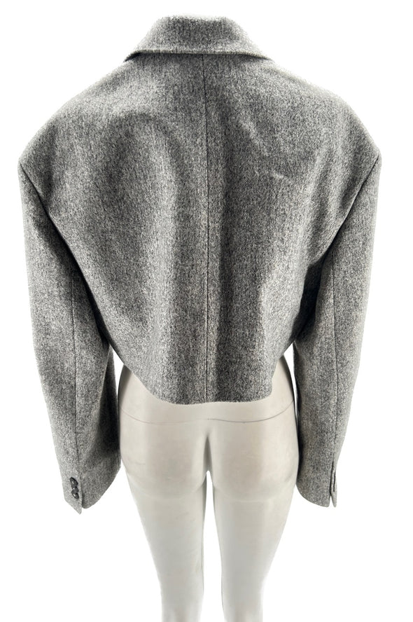 Blazer court gris en laine