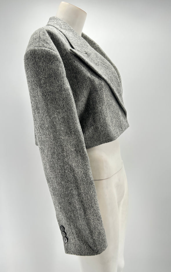 Blazer court gris en laine