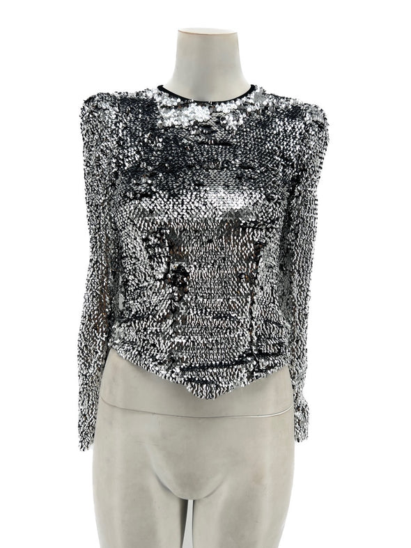 Top à sequins argentés