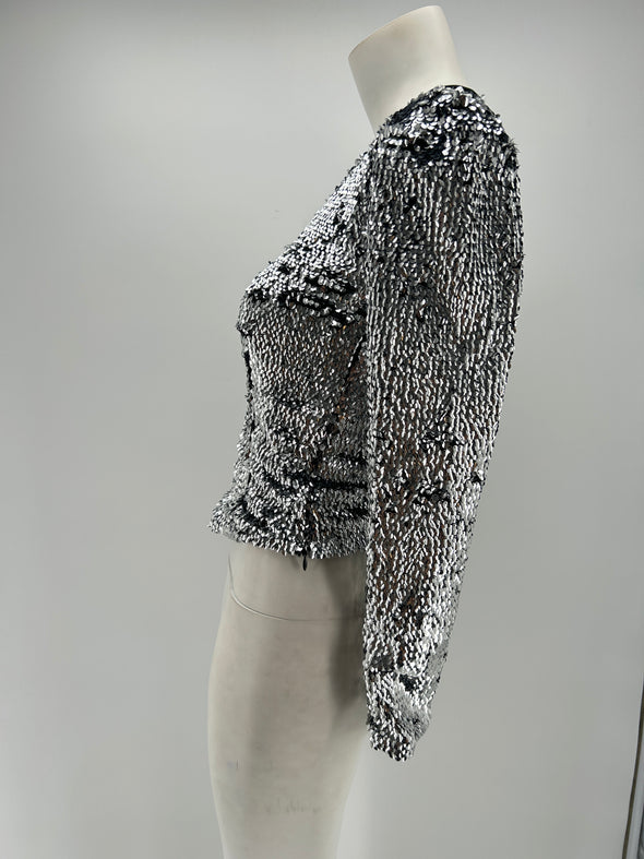 Top à sequins argentés