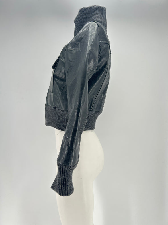 Blouson en cuir noir