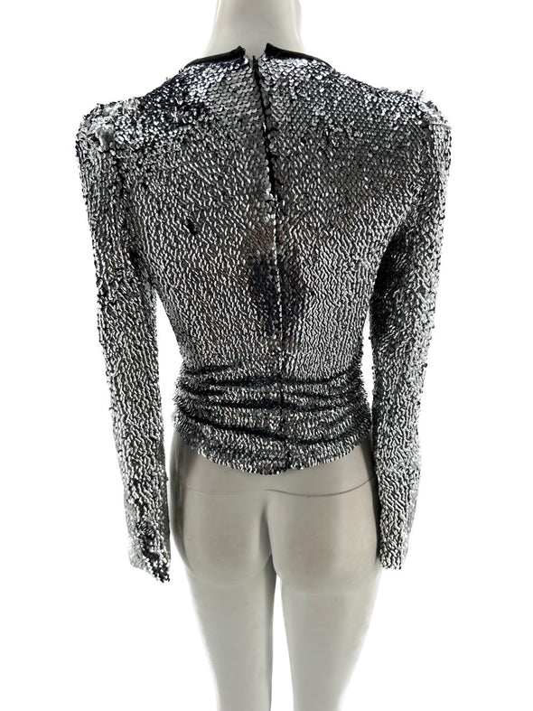 Top à sequins argentés