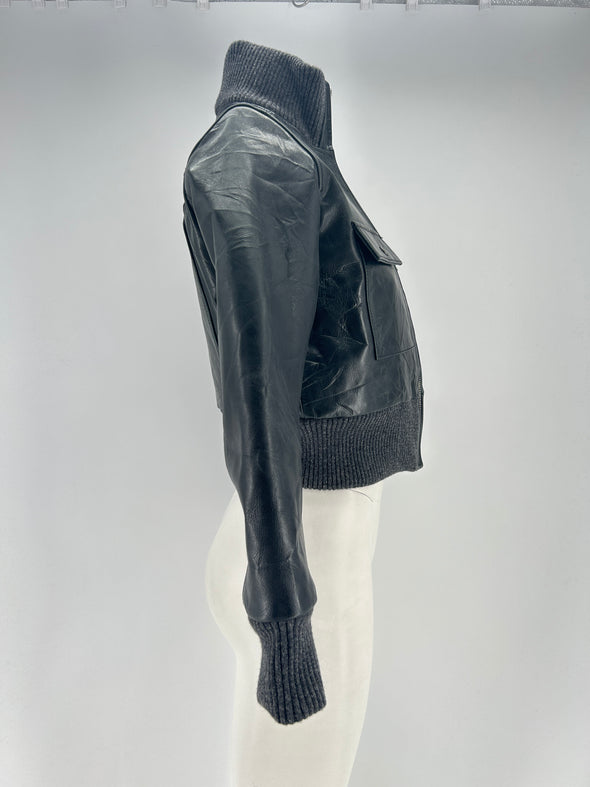 Blouson en cuir noir