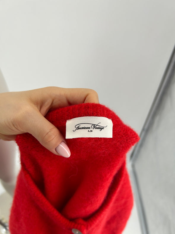Cardigan en laine rouge