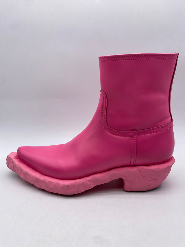 Boots en cuir rose