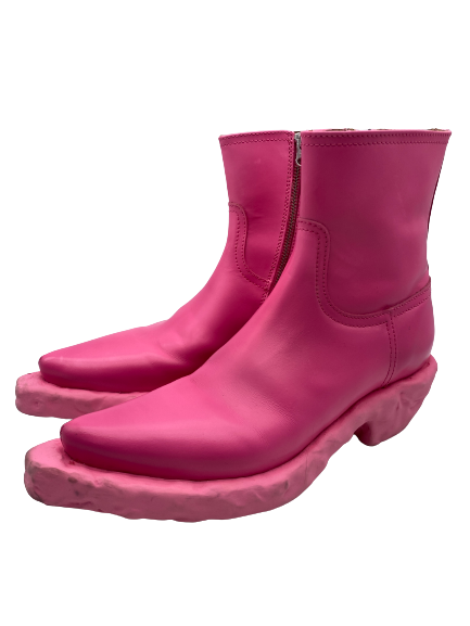 Boots en cuir rose