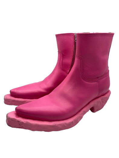 Boots en cuir rose