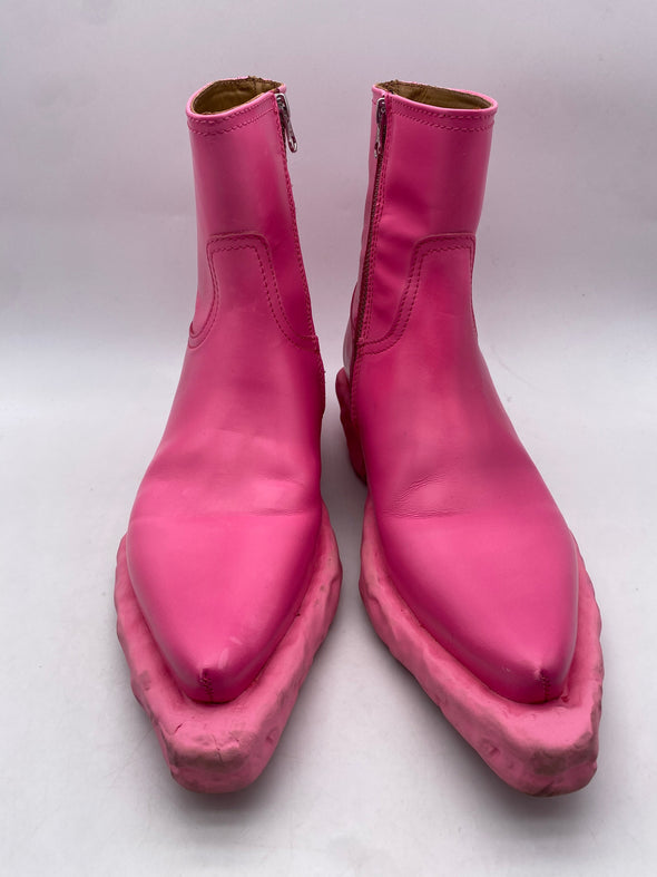 Boots en cuir rose
