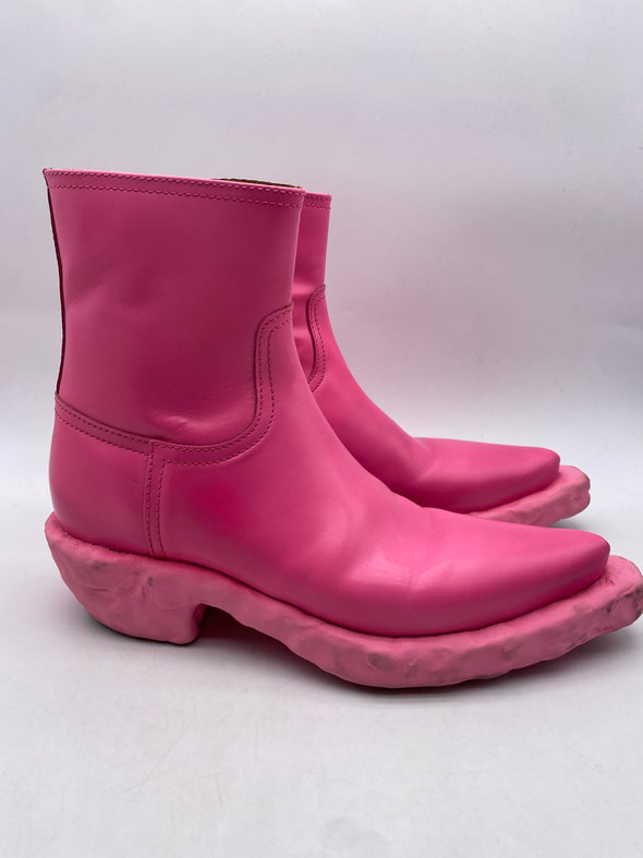 Boots en cuir rose