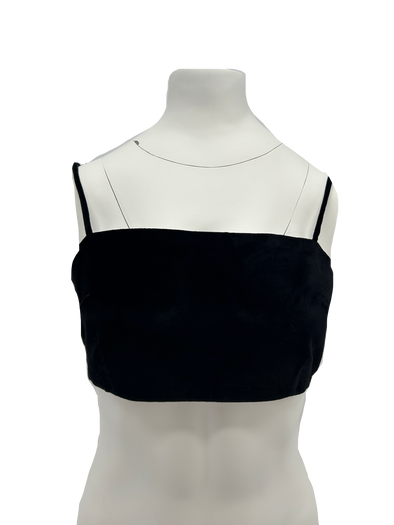Crop top noir à effet velours