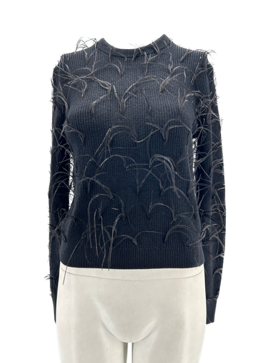 Pull noir à plumes