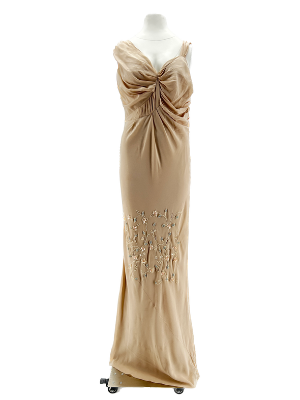 Robe en soie beige