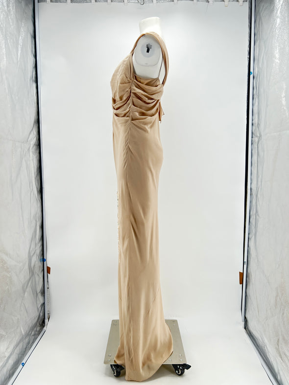 Robe en soie beige