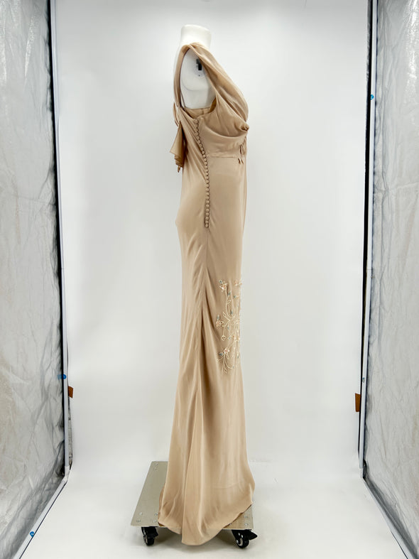 Robe en soie beige