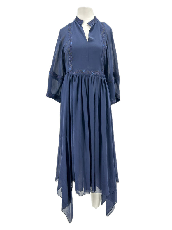 Robe en soie marine