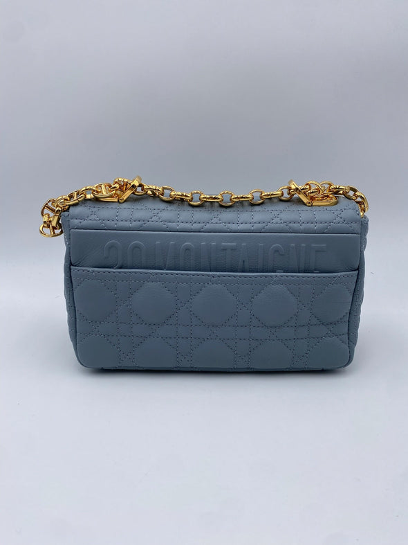 Sac Dior Caro Small en cuir bleu