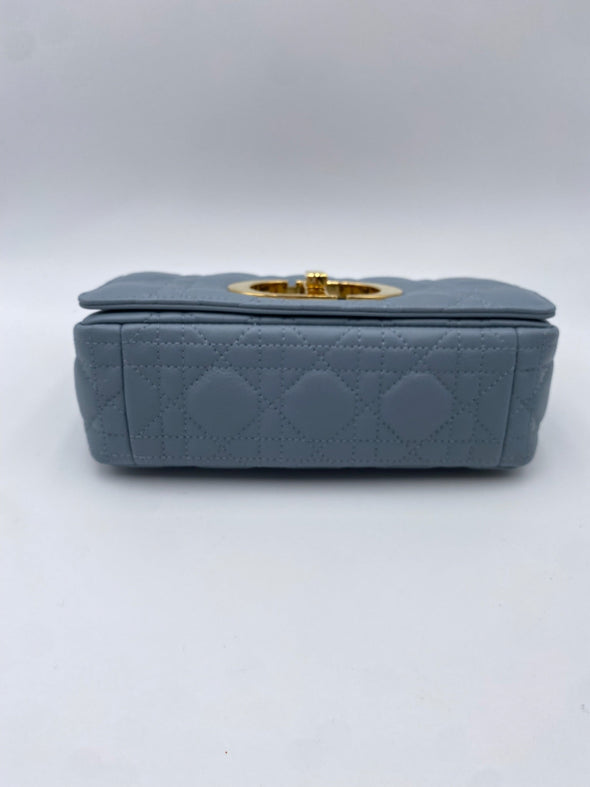 Sac Dior Caro Small en cuir bleu