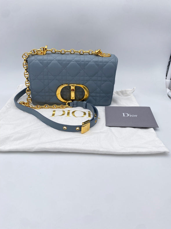 Sac Dior Caro Small en cuir bleu