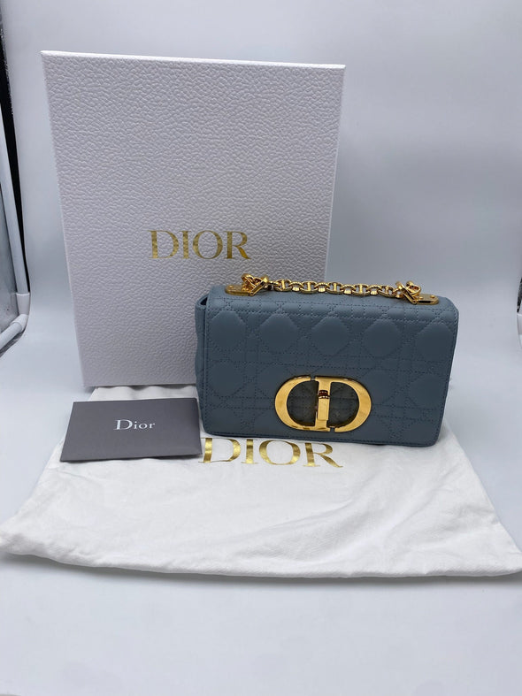 Sac Dior Caro Small en cuir bleu