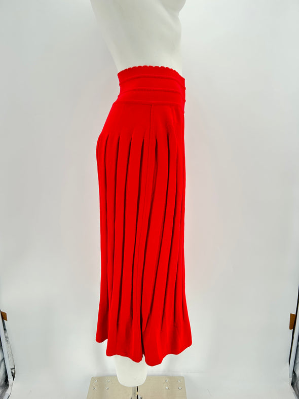 Jupe en maille rouge