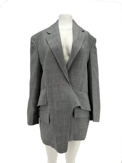 Veste de tailleur à carreaux gris en laine