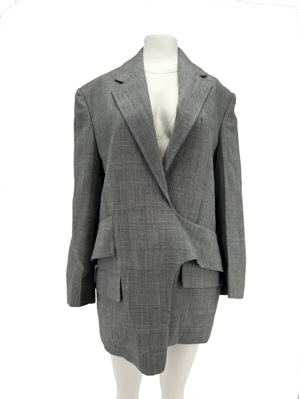 Veste de tailleur à carreaux gris en laine