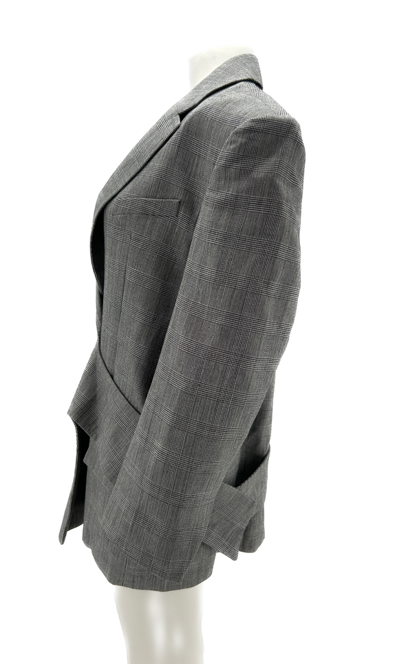 Veste de tailleur à carreaux gris en laine
