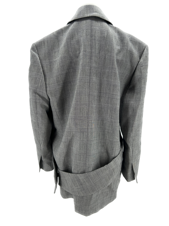 Veste de tailleur à carreaux gris en laine