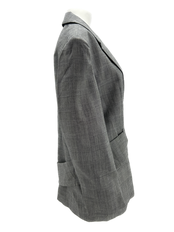 Veste de tailleur à carreaux gris en laine