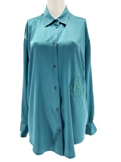 Chemise en satin verte