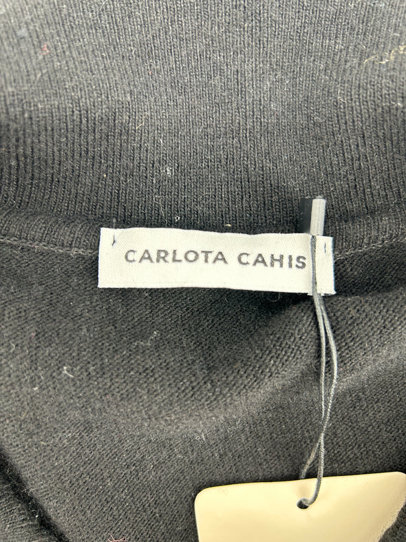 Pull noir à lacet jaune et bleu