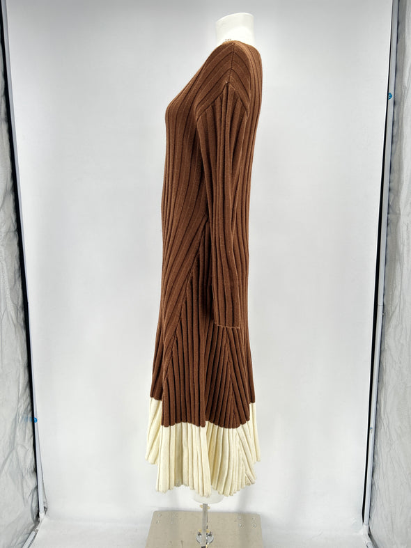 Robe côtelée bicolore