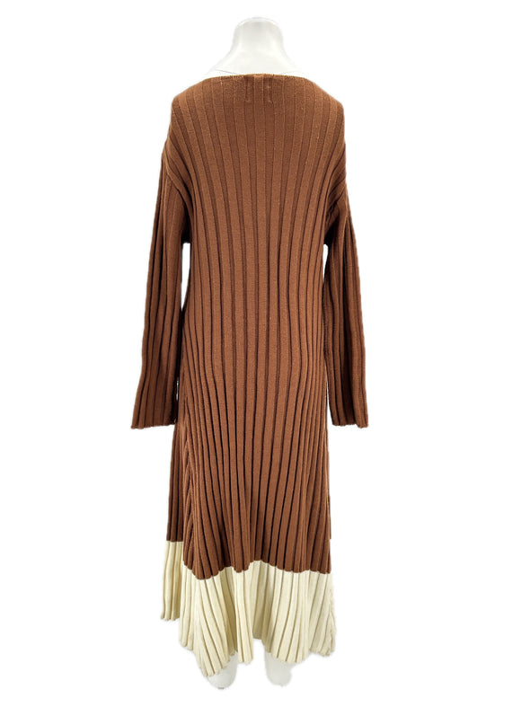 Robe côtelée bicolore