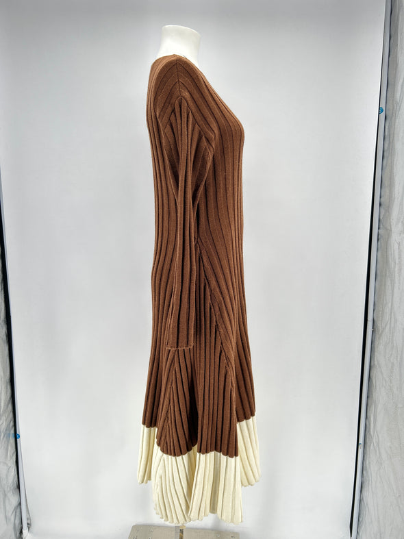 Robe côtelée bicolore
