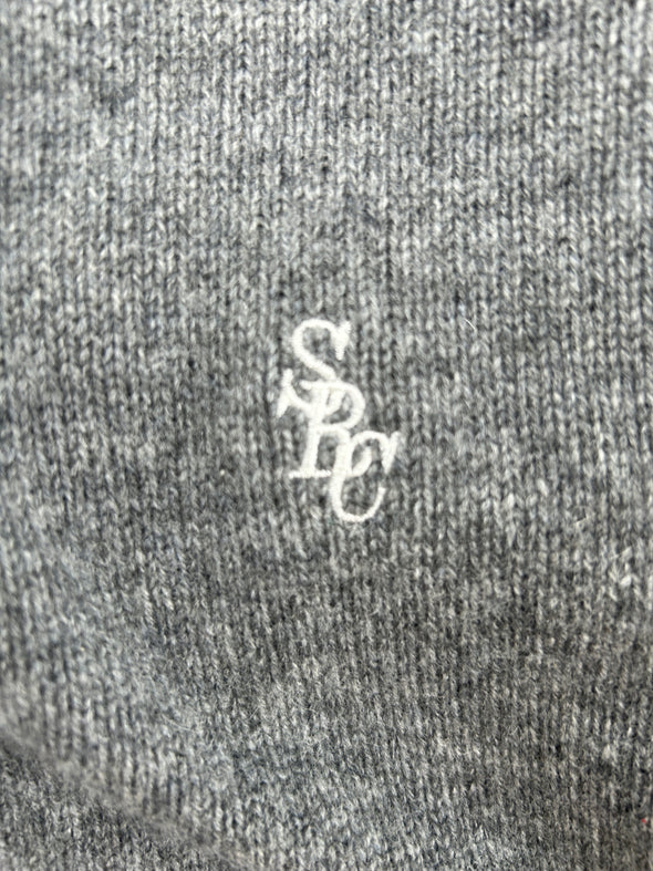 Pull gris à col V en cachemire