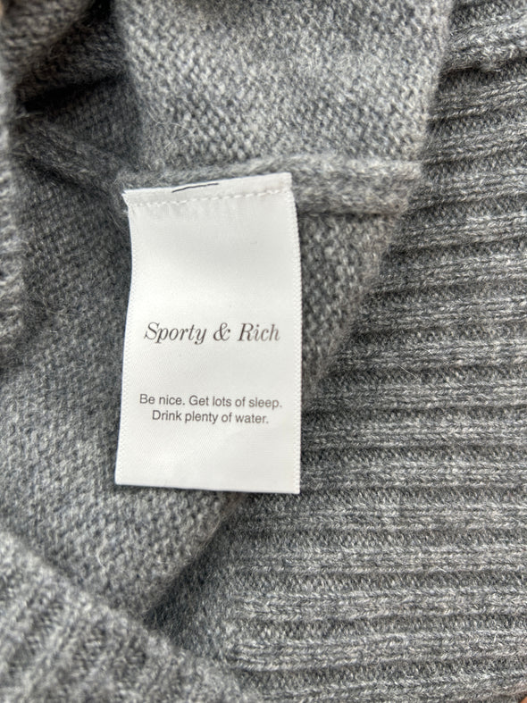 Pull gris à col V en cachemire