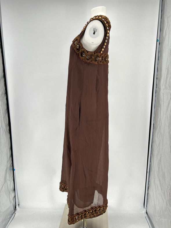 Robe en soie marron