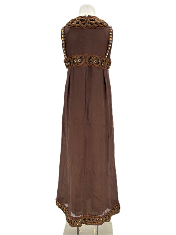 Robe en soie marron