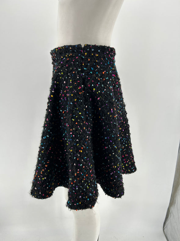Jupe en tweed noir détails multicolores