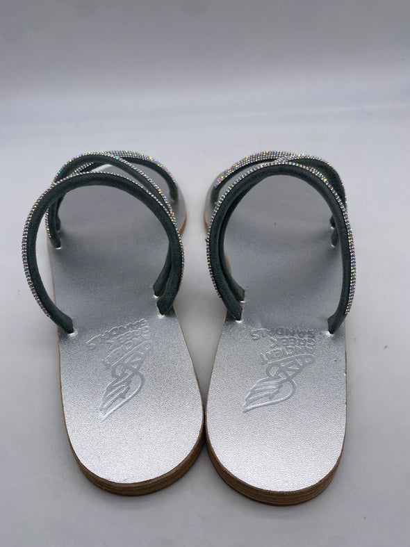 Sandales grises à strass