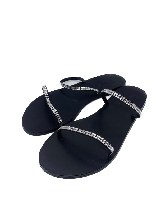 Sandales noires à strass