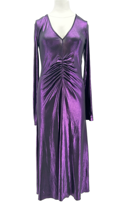 Robe longue violette métallique